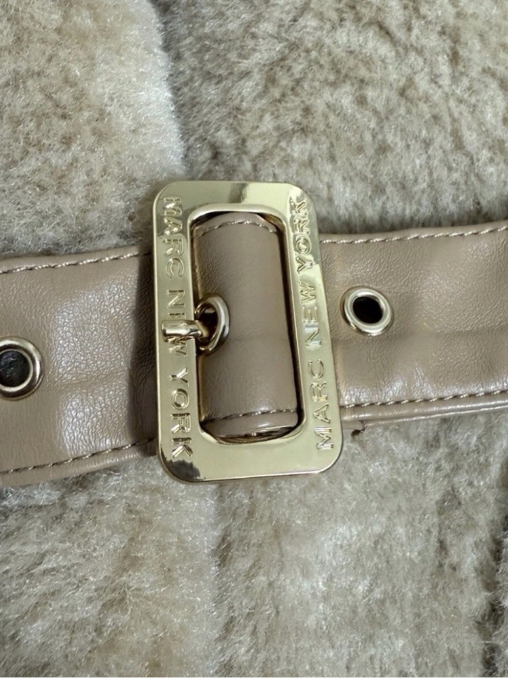 Marc New York Taupe Faux Shearling Belted Coat - Picture 6 of 6